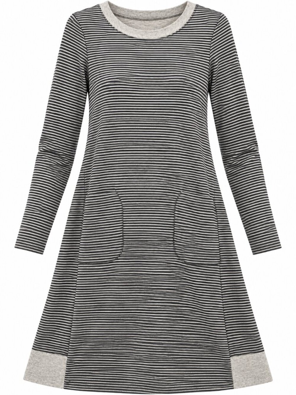 J Jill Size M Sweatshirt Dress Navy Grey Stripes Long Sleeve Comfy Casual